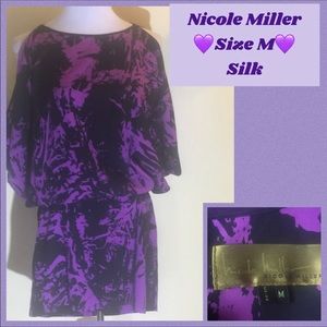 Nicole miller cold shoulder silk purple black